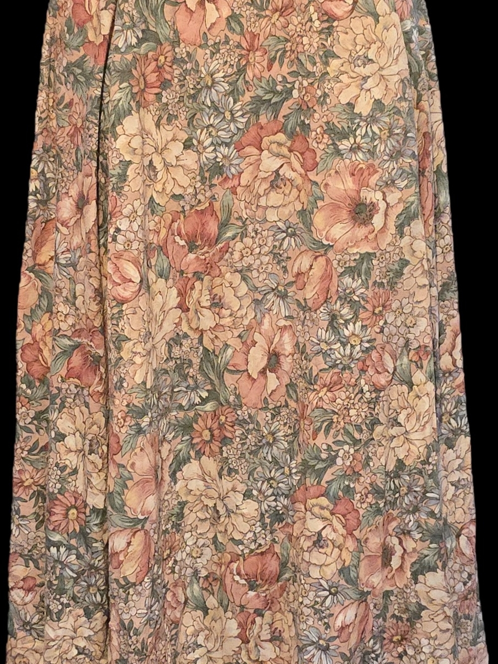 90s Vintage Floral Maxi Skirt With Pockets - Pink & Green Floral - Picture 3 of 13